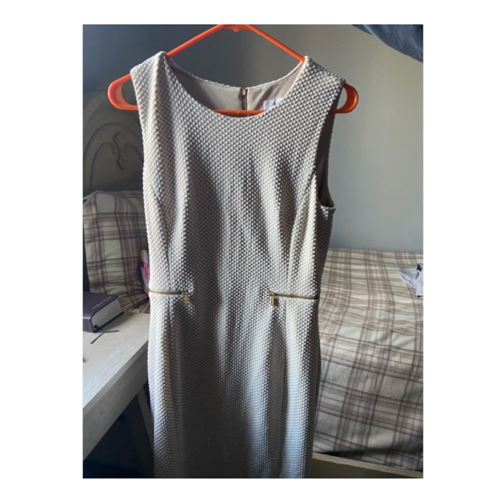 Calvin Klein Beige/Nude and White Dots Dress